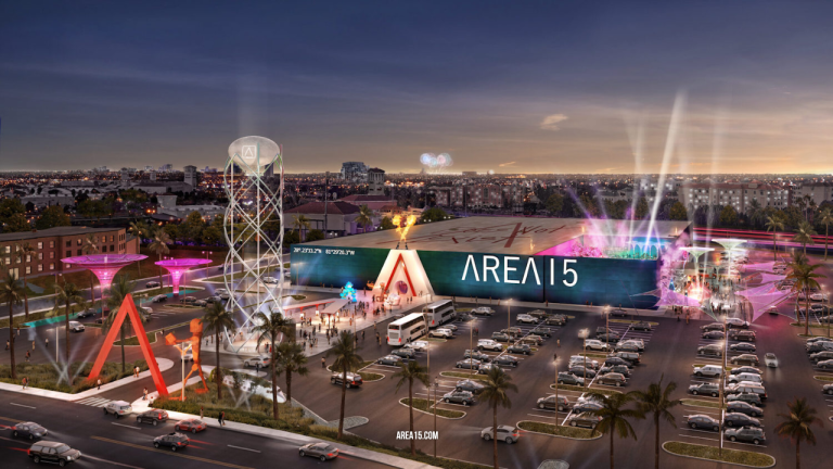 Vacant land near I-4 in Orlando, former site of canceled Area15 project, with plans for redevelopment including a hotel and commercial space.
