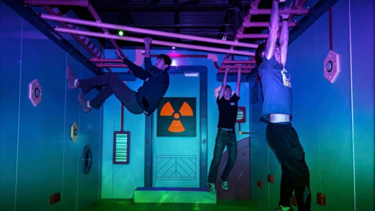 People participating in an interactive puzzle experience.