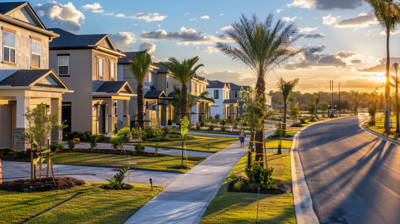 Modern suburban neighborhood in Clermont, Florida