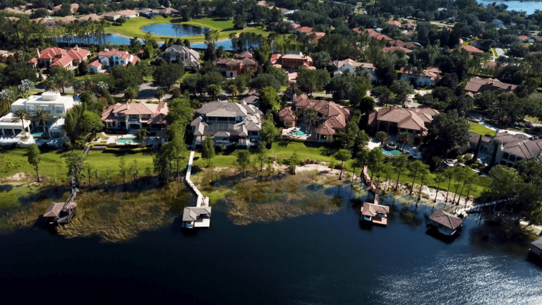 Waterfront properties in Windermere featuring private docks