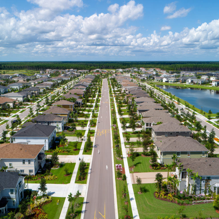 Aerial view of Panther Run development site in Wellness Way, Lake County Florida