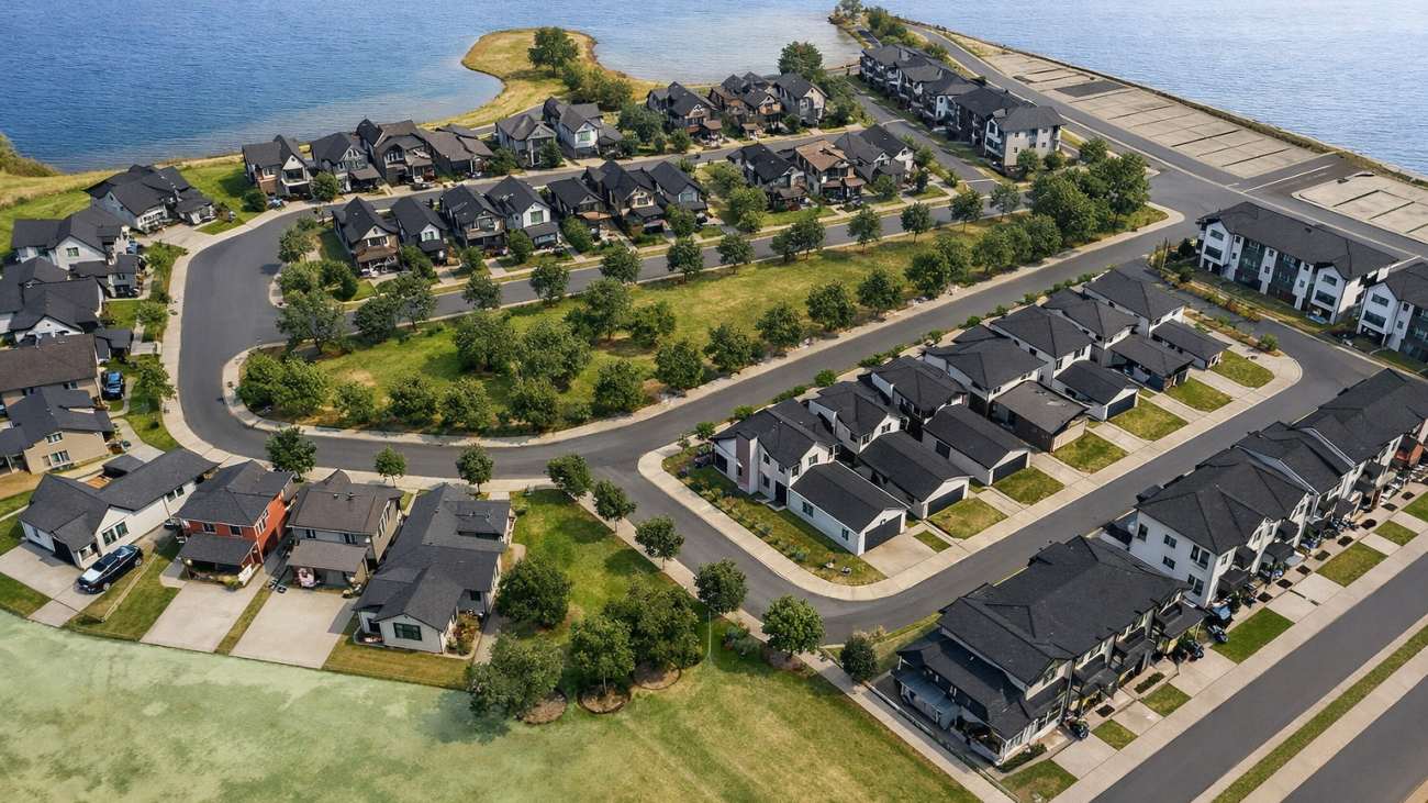 Weslyn Park Sunbridge lakefront amenity and clubhouse rendering.