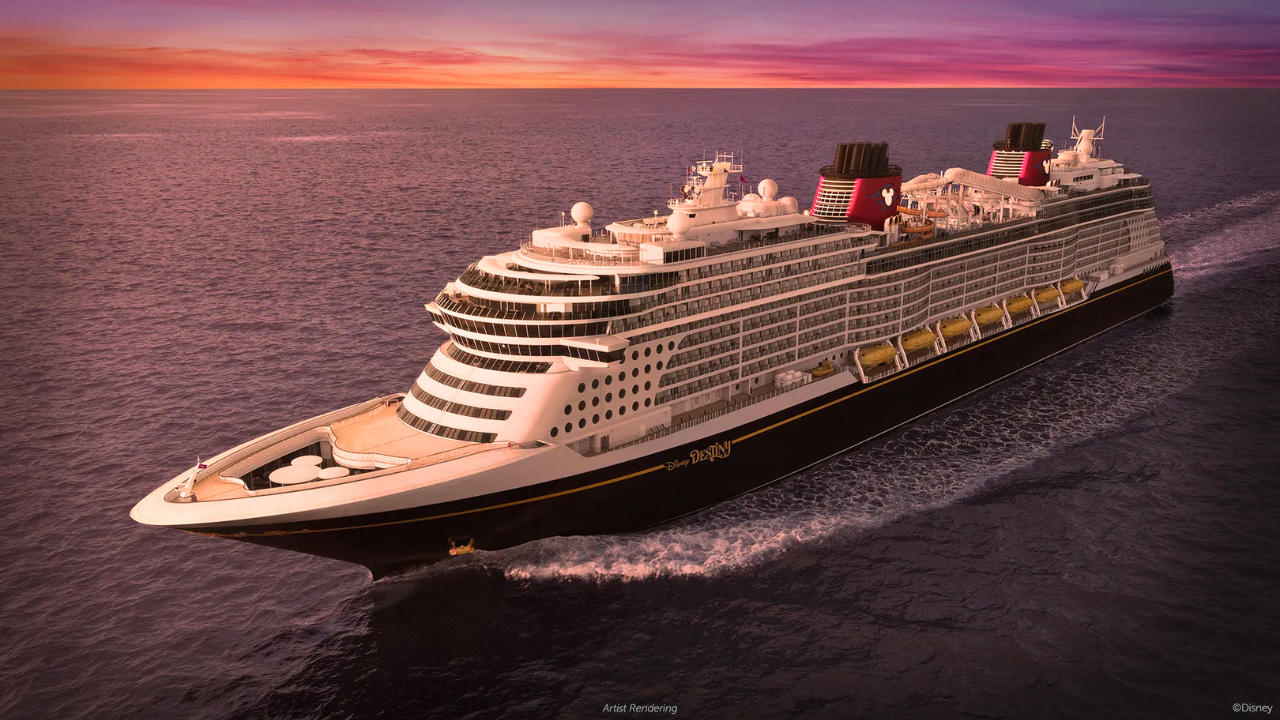 Artist rendering of the Disney Destiny cruise ship, which will home port at Port Canaveral near Orlando in fall 2027