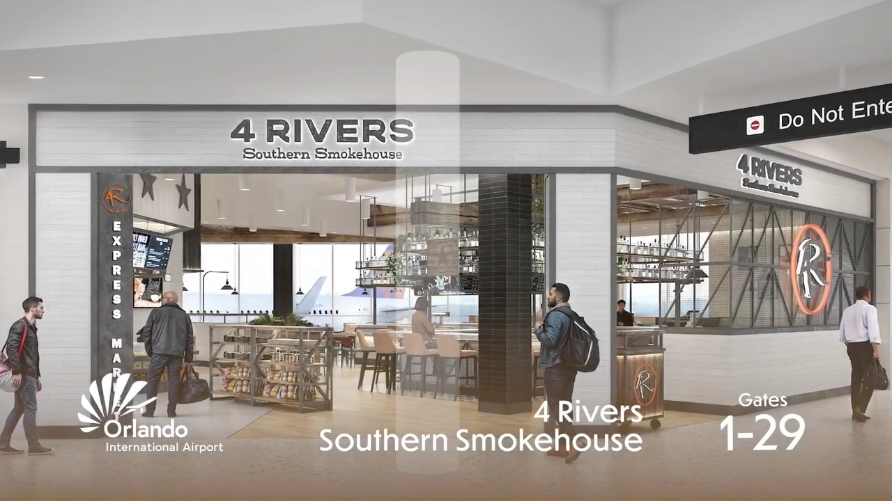 Conceptual renderings of the reimagined dining and retail spaces coming to Terminals A and B at Orlando International Airport