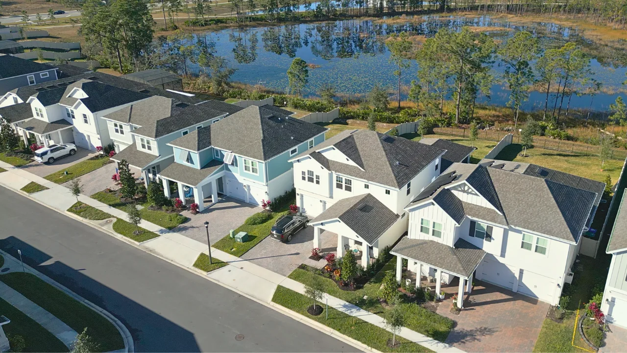 Aerial view of Ovation Village One homes in Horizon West, Winter Garden, Florida