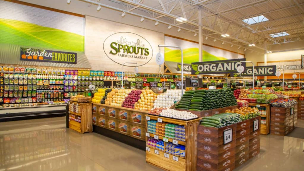 Inside a Sprouts Farmers Market store with a fresh produce display
